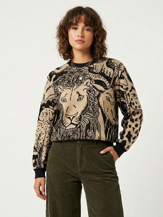 Sugar Street Weavers Sweaters - Sugar Street Weavers Safari Animal Tapestry Sweater OS